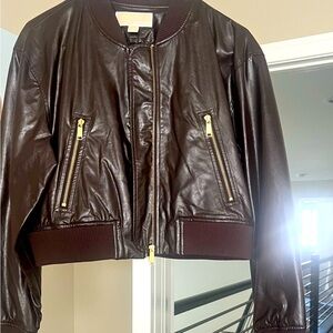 Michael Kors Brown Leather Jacket